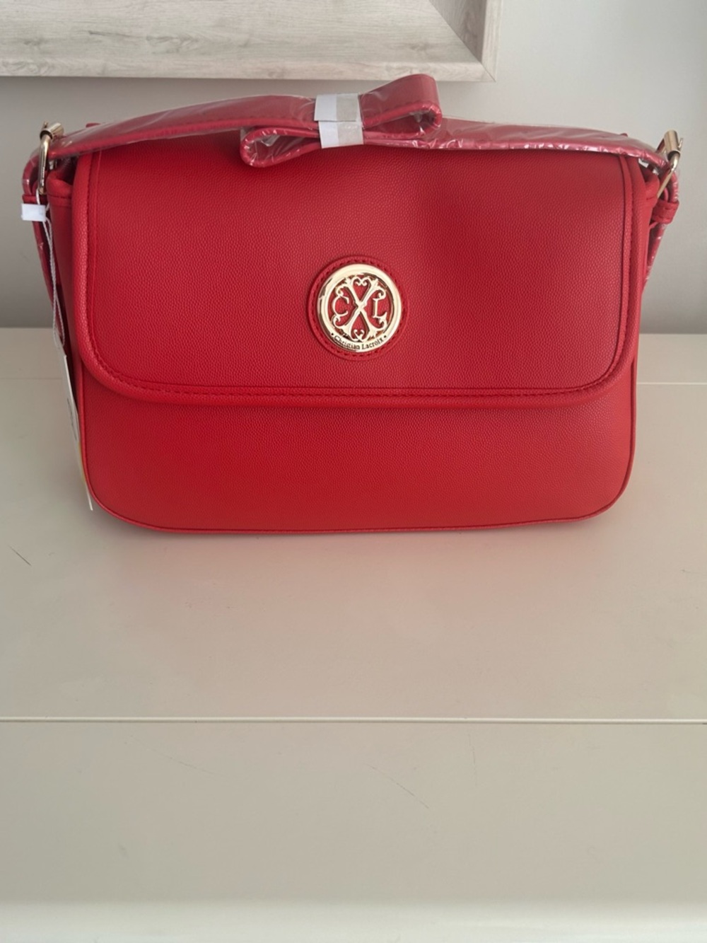 NWT CXL by Christian Lacroix Red Caviar Shoulder Bag with Gold Hardware - Picture 2 of 13